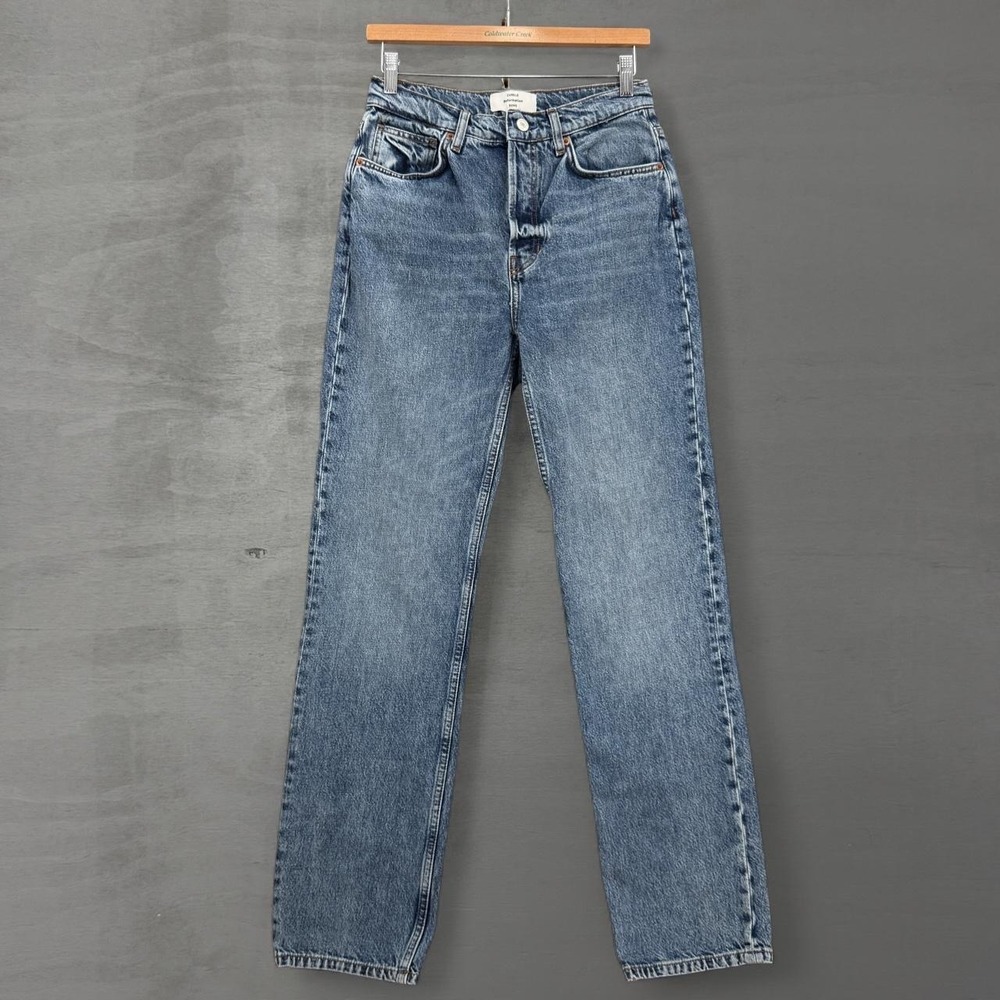 Reformation Rowe Mid Rise Relaxed Straight Jeans Blue 26
